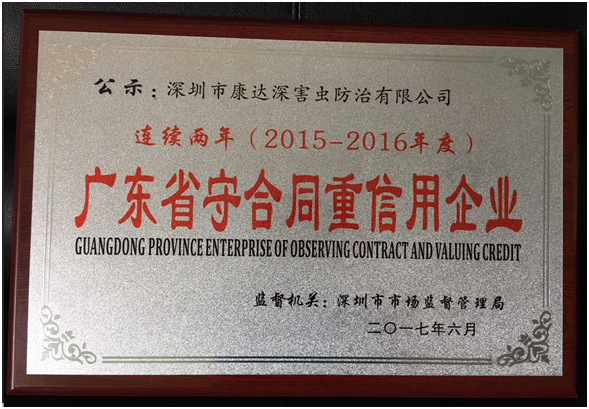 广东省守合同重信用企业荣誉证书